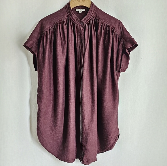 🇨🇦 Aritzia Wilfred Cabernet Wine Button-Up Bertillion Blouse - Picture 6 of 16